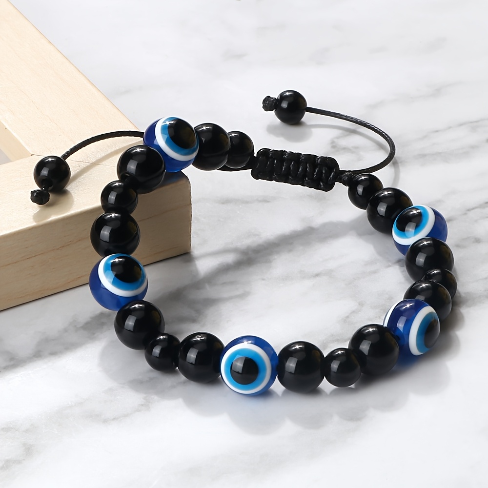 Devil'S Eye Bracelet Natural Stone Adjustable Bangle Vintage Style